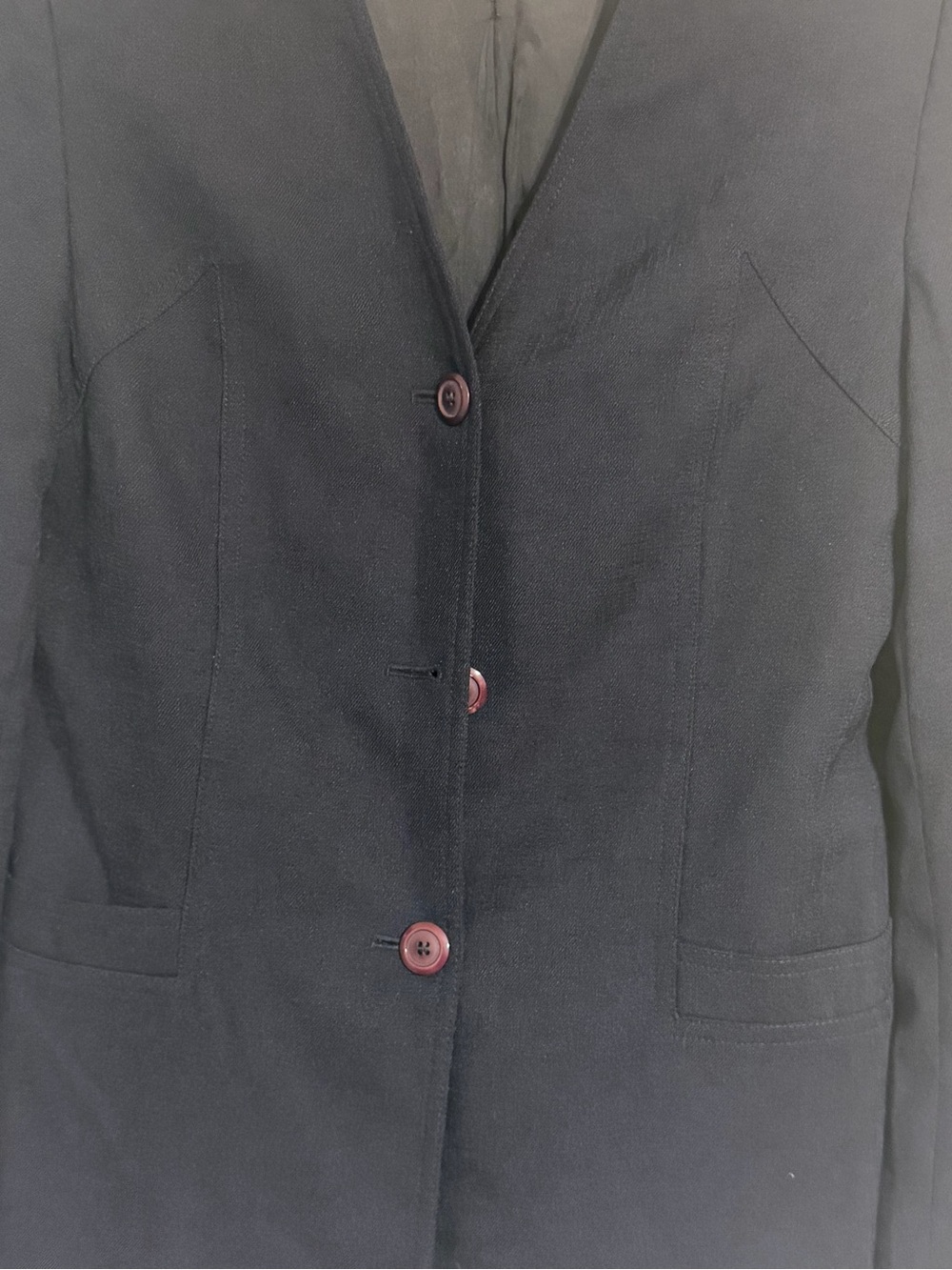 Lord & Taylor Black Blazer with Burgundy Buttons